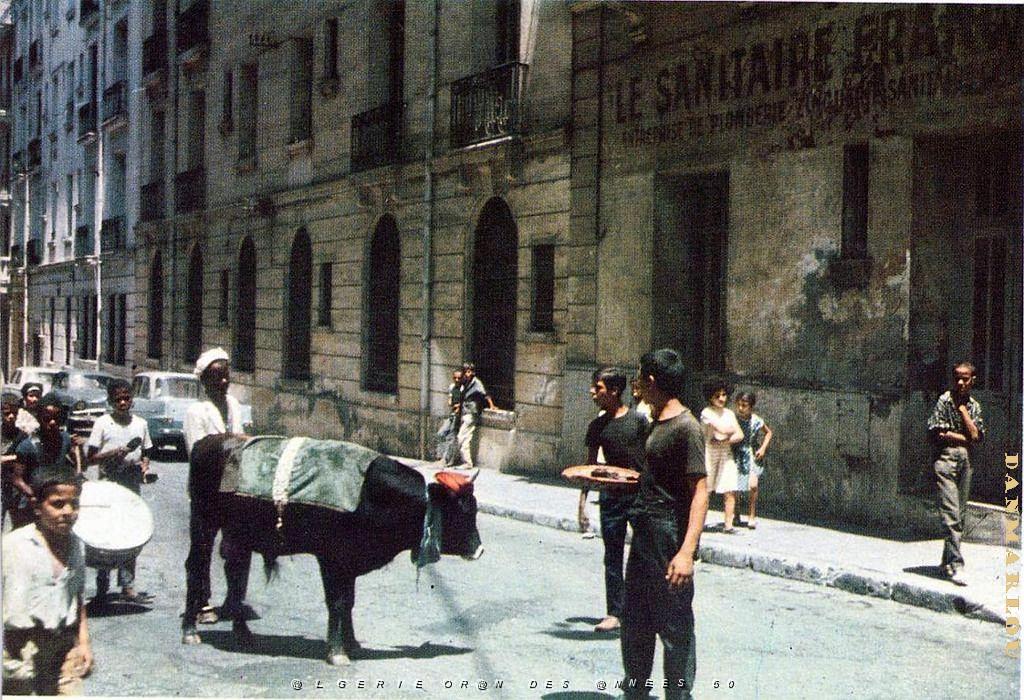 1954 GNAWA  TROUPE REDUITE DE PASSAGE A ORAN.jpg